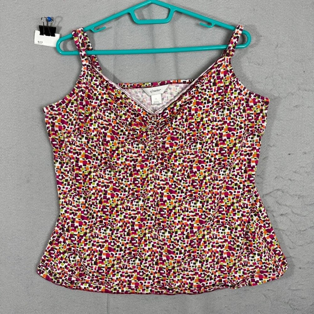 CJ Banks Women's Sleeveless Top Tank Multicolor Flower Plus Size 1X